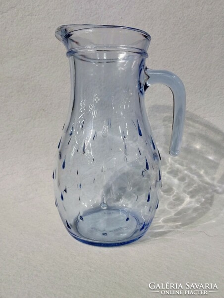 Italian retro (crushed rocco) blue glass jug