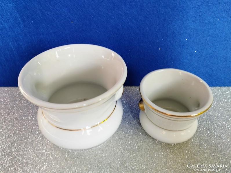 Two small porcelain flower pots with gold decoration