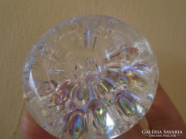 Sparkling and glittering candle holder in French aurola borealis style, perhaps Lalique? 392 grams