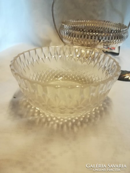 Sugar stand, with glass insert, small spoon