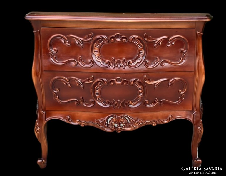 Two-drawer carved neo-baroque style chest of drawers solo/pair