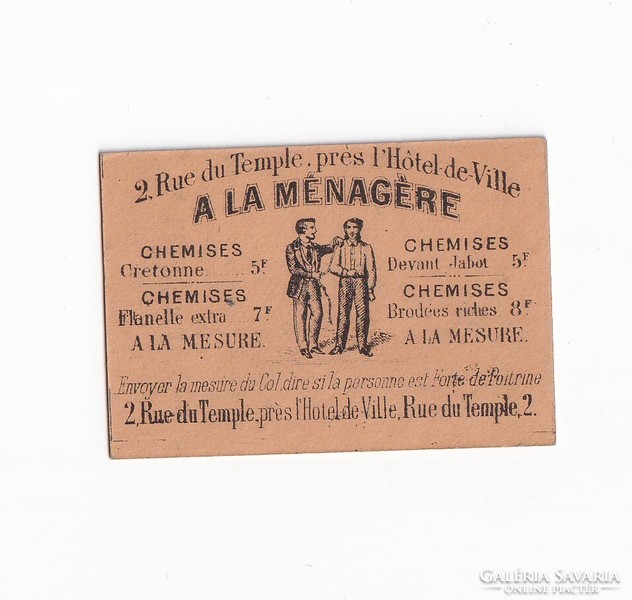 Men's tailor advertising leaflet 2 pieces 1900 (French) smaller and one larger