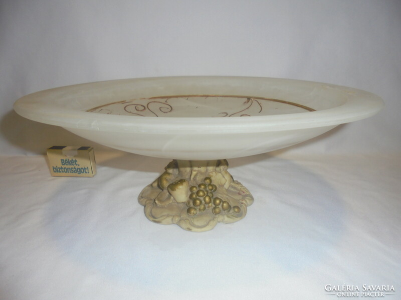 Old cake plate with base, fruit plate - glass, ceramic base