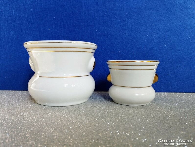 Two small porcelain flower pots with gold decoration