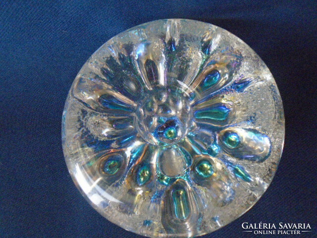 Sparkling and glittering candle holder in French aurola borealis style, perhaps Lalique? 392 grams