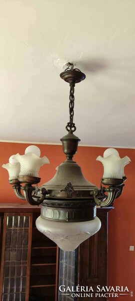 Antique bronze chandelier, 5 branches