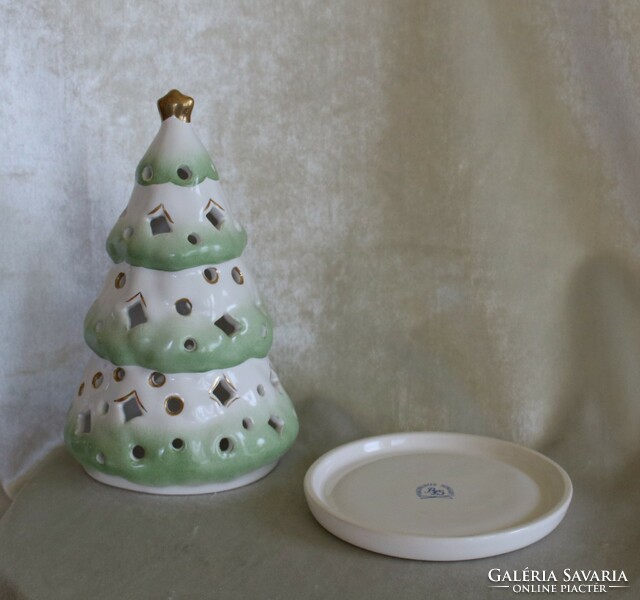 A large porcelain Christmas tree incense burner or Christmas table decoration bought in Herend