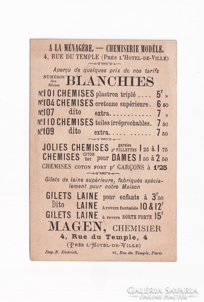 Men's tailor advertising leaflet 2 pieces 1900 (French) smaller and one larger