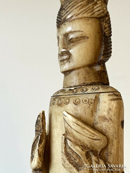 Asian Monk Male Carved Bone Statue 24.5 Cm