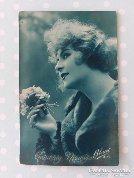 Old postcard female photo postcard
