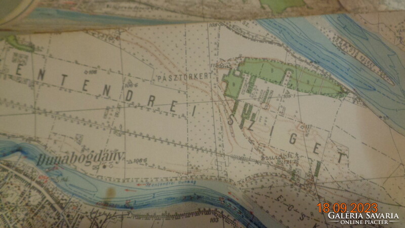 DUNA - Budapest - Vác  vizi sport térkép 33 km.  az 1930 as évekből , Magyar Királyi Térképészet