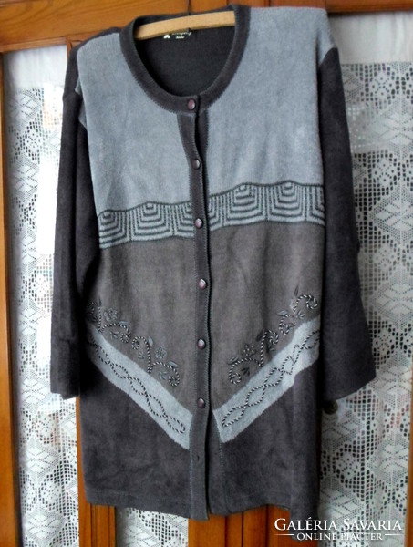 Women's cardigan 4.: Grey, long (silk, acrylic)
