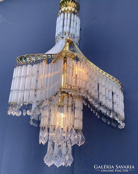 Retro glass fringed chandelier, art deco