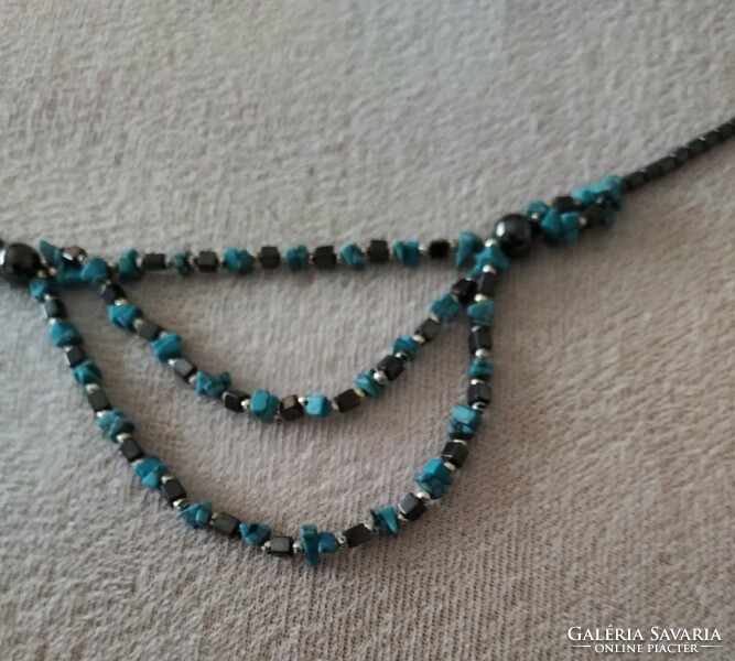 Turquoise - hematite women's necklace