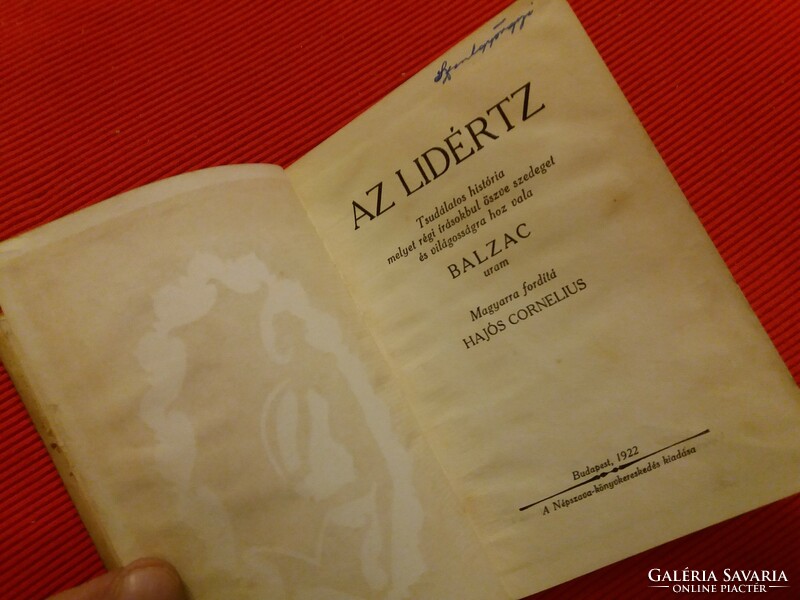 1922.Honoré de Balzac: AZ LIDÉRCZ könyv képek szerint Népszava-Könyvkereskedés