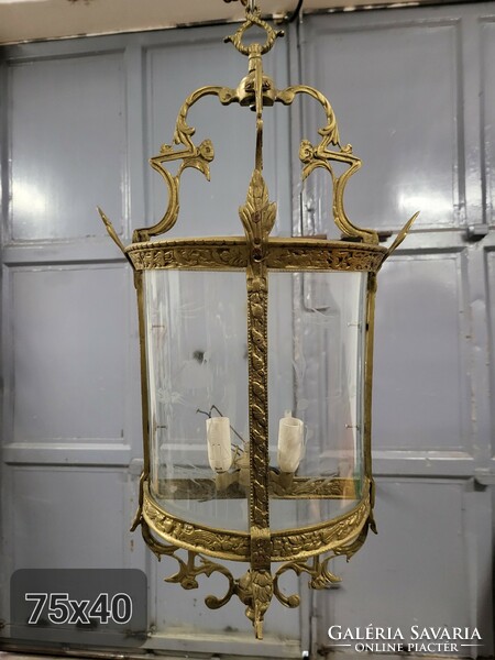 Wall lamp with French glass insert, wall arm