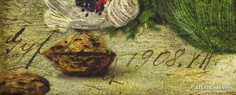 1O932 XX. századi festő : Asztali gyümölcscsendélet 1908.XII.31.