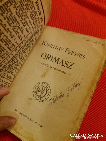 Karinthy Frigyes : Grimasz - SZATIRÁK ÉS HUMORESZKEK könyv képek szerint Athenaeum R.-T.