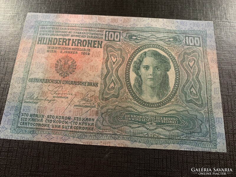 ***  EF+ bélyegzés nélküli 1912 -es 100 korona ***