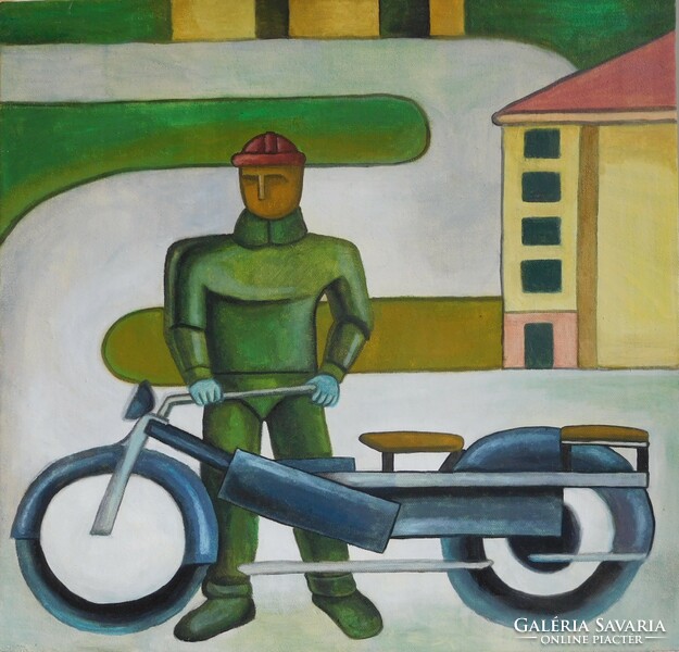 "Motoros", 52x50 vászon festmény