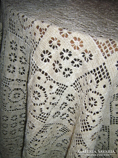 Wonderful elegant ecru oval woven lace tablecloth