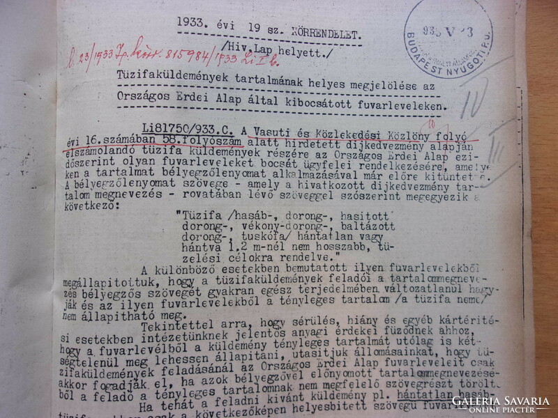 Hungarian Royal State Railways. Board circulars. 1933