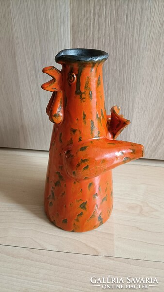 Retro Lénárt Mihály kerámia kakas alakú váza