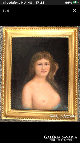 Károly Ferenczy: female nude oil painting in an oxeye frame