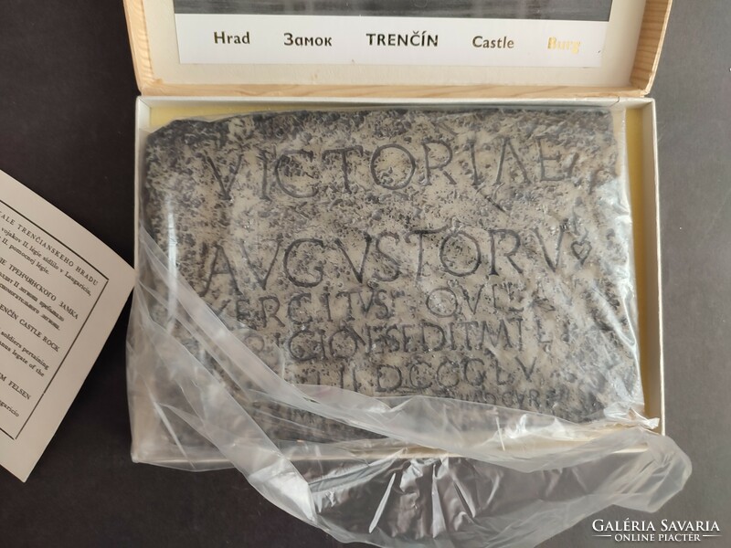 The Latin inscription on the castle rock in Trencsén is a souvenir, plaque wall decoration in a gift box - ep