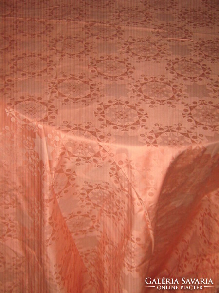 Beautiful, elegant, peach-colored damask tablecloth, new