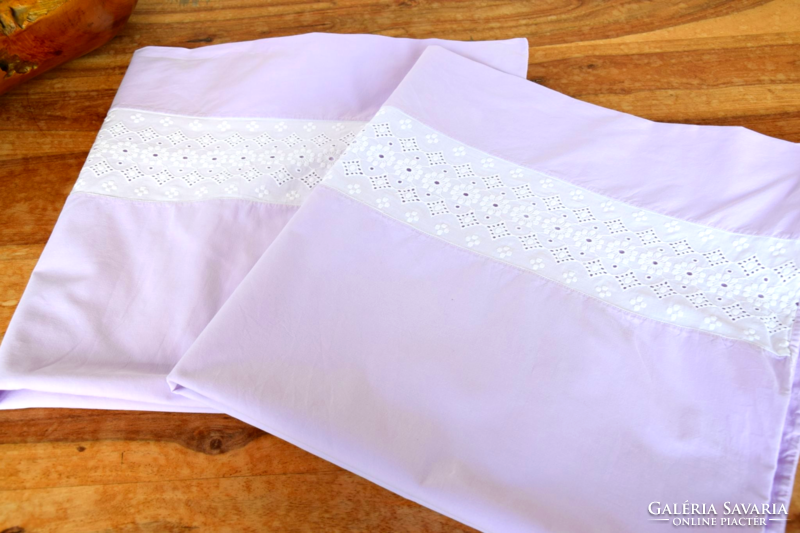 Pair of old Madeira lace pillowcases