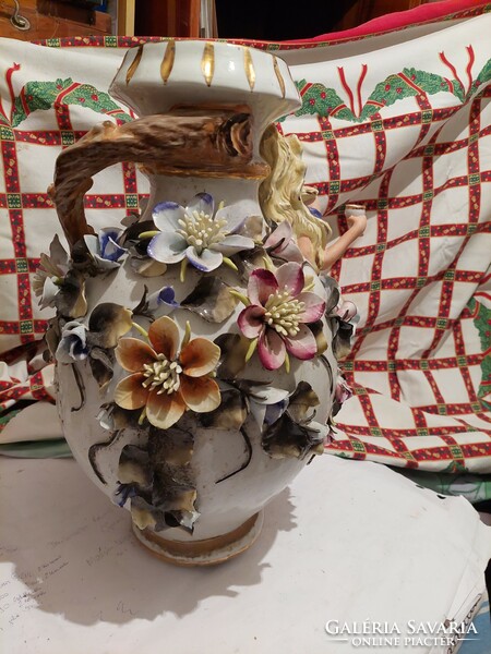 Antik nagyméretű díszes porcelán váza