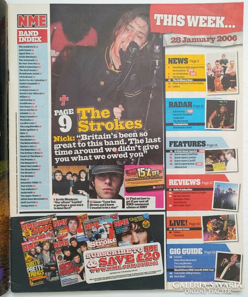 NME magazin 06/1/28 Arctic Monkeys Stone Roses Strokes Coxon Belle Sebastian Buzzcocks