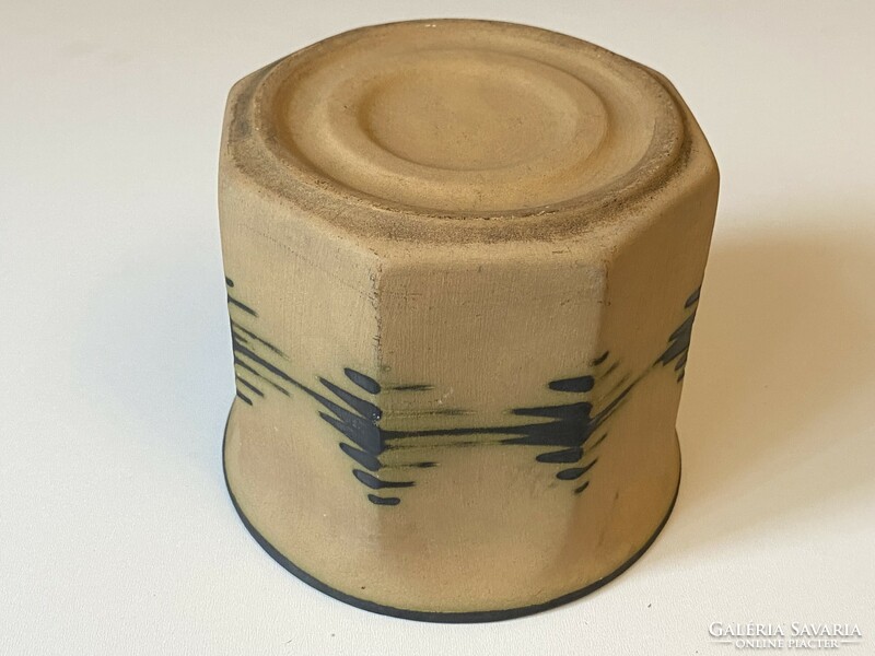 Sand colored glazed ceramic bowl