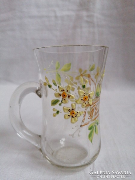 Enamel-painted parade glass cup