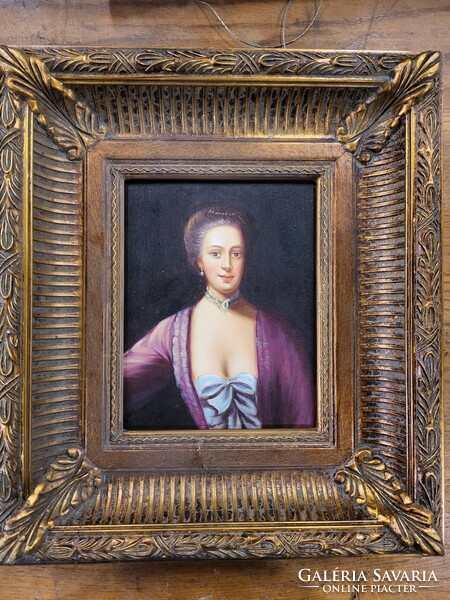 Biedermeier female portrait, oil on canvas painting