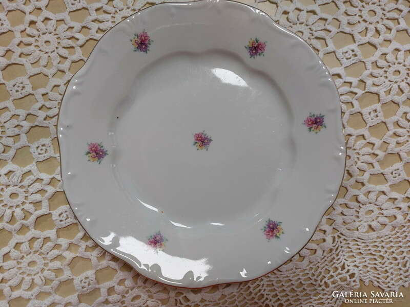 Zsolnay beautiful floral plates, with a golden edge, cookies and deep, flat