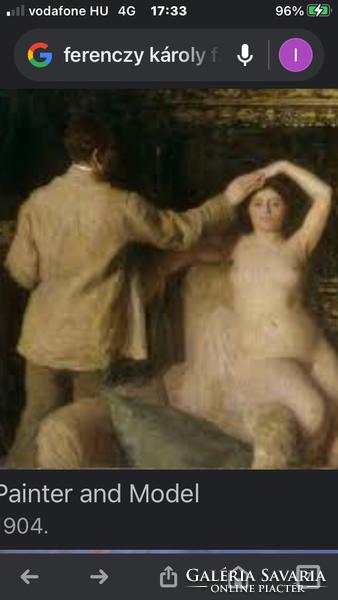 Károly Ferenczy: female nude oil painting in an oxeye frame