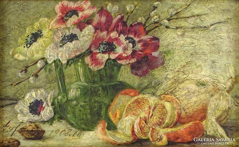 1O932 XX. századi festő : Asztali gyümölcscsendélet 1908.XII.31.