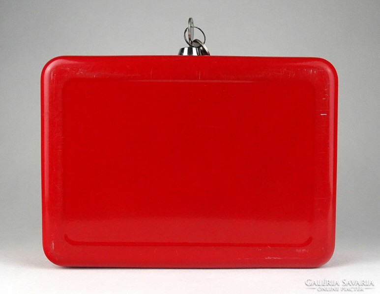 1H520 Piros színű fém kassza zárható páncél pénzkazetta 2 kulccsal
