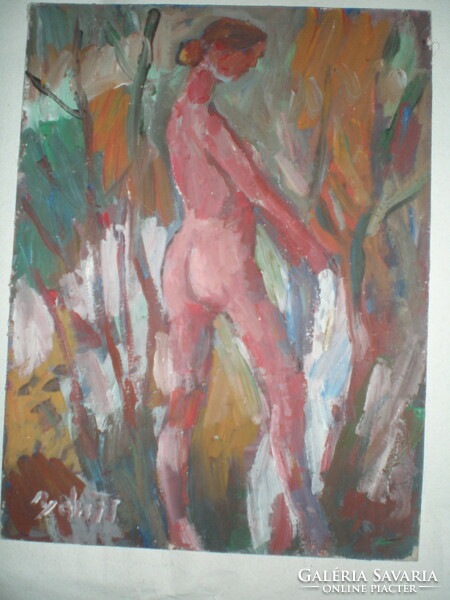 József Bánfi, female nude, 23 cm x 33 cm, wonderful beautiful painting