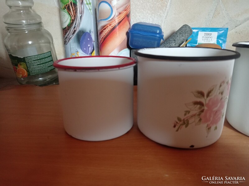 5 enameled mugs together, liter, half liter, 3 dl at a good price!!