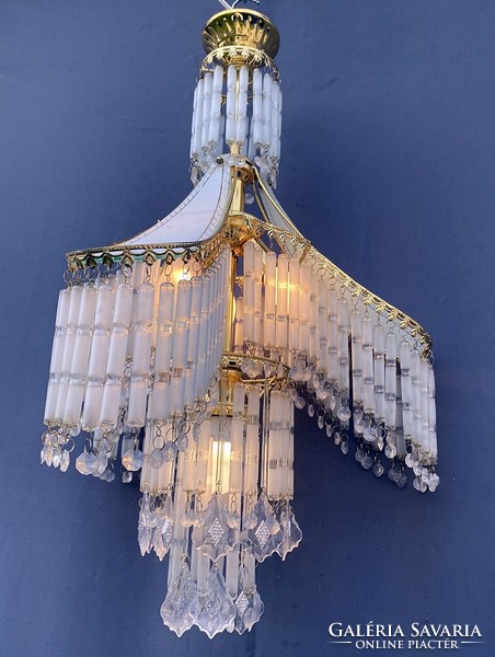 Retro glass fringed chandelier, art deco