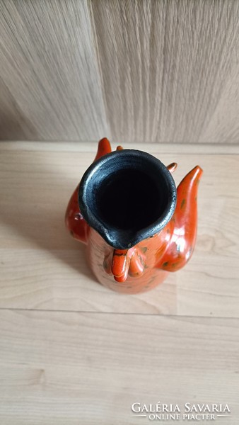 Retro Lénárt Mihály ceramic rooster-shaped vase