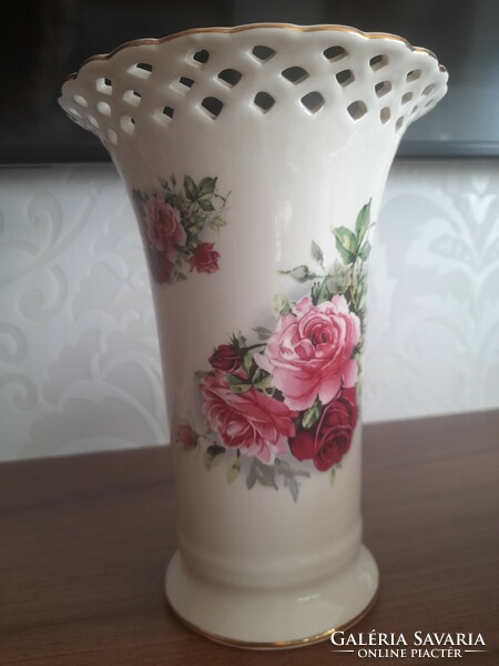 Angol rózsás, kézzel készült váza és doboz