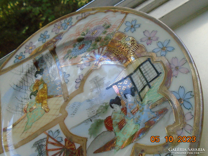 Antique Kutan set with rich antique gilding, life and landscapes made of extremely fine eggshell porcelain