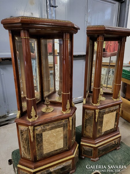 Brown marble pedestal, statue holder, column, can be placed in a corner