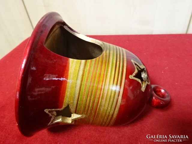 Hungarian glazed ceramic Christmas bell, height 15 cm. Jokai.