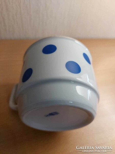 Zsolnay porcelain, mug with blue dots, gold edge, worn