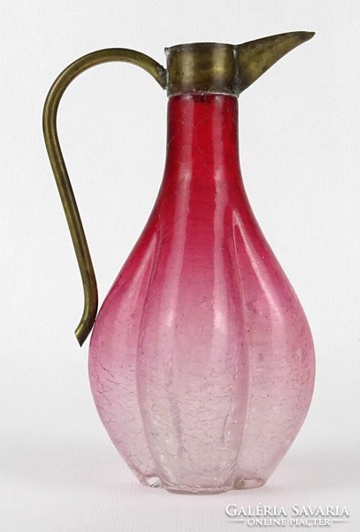 1O982 xix. Century cracked cracked pink art nouveau glass spout 15.5 Cm